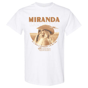 Front features image of Miranda in a cowboy hat with text "Miranda Lambert. If I was a cowboy, I'd be the queen."
