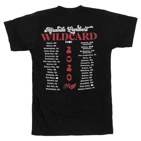 "Miranda Lambert Wildcard Tour 2020" with list of tour cities on back