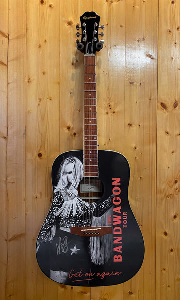 Guitar features image of Miranda with her autograph and the text "The Bandwagon Tour. Get on again."