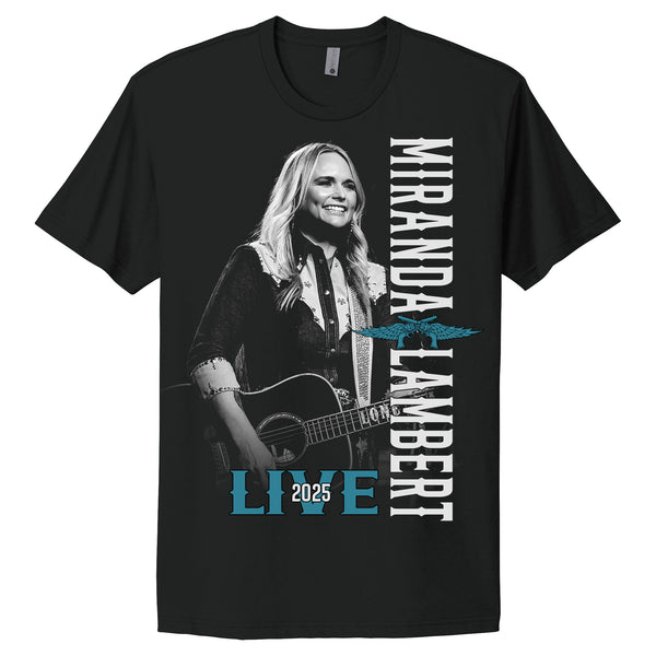 Front features a photo of Miranda performing live with the text "Miranda Lambert Live 2025"