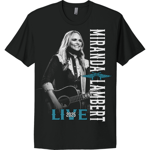 Front features a photo of Miranda performing live with the text "Miranda Lambert Live 2025"