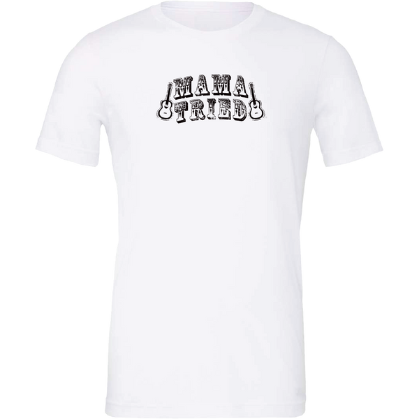 Front features text "Mama Tried" with guitar graphic.
