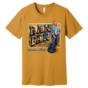 Front features Miranda holding a guitar against a postcard design with the words "Miranda Lambert Ran Fan 2025"