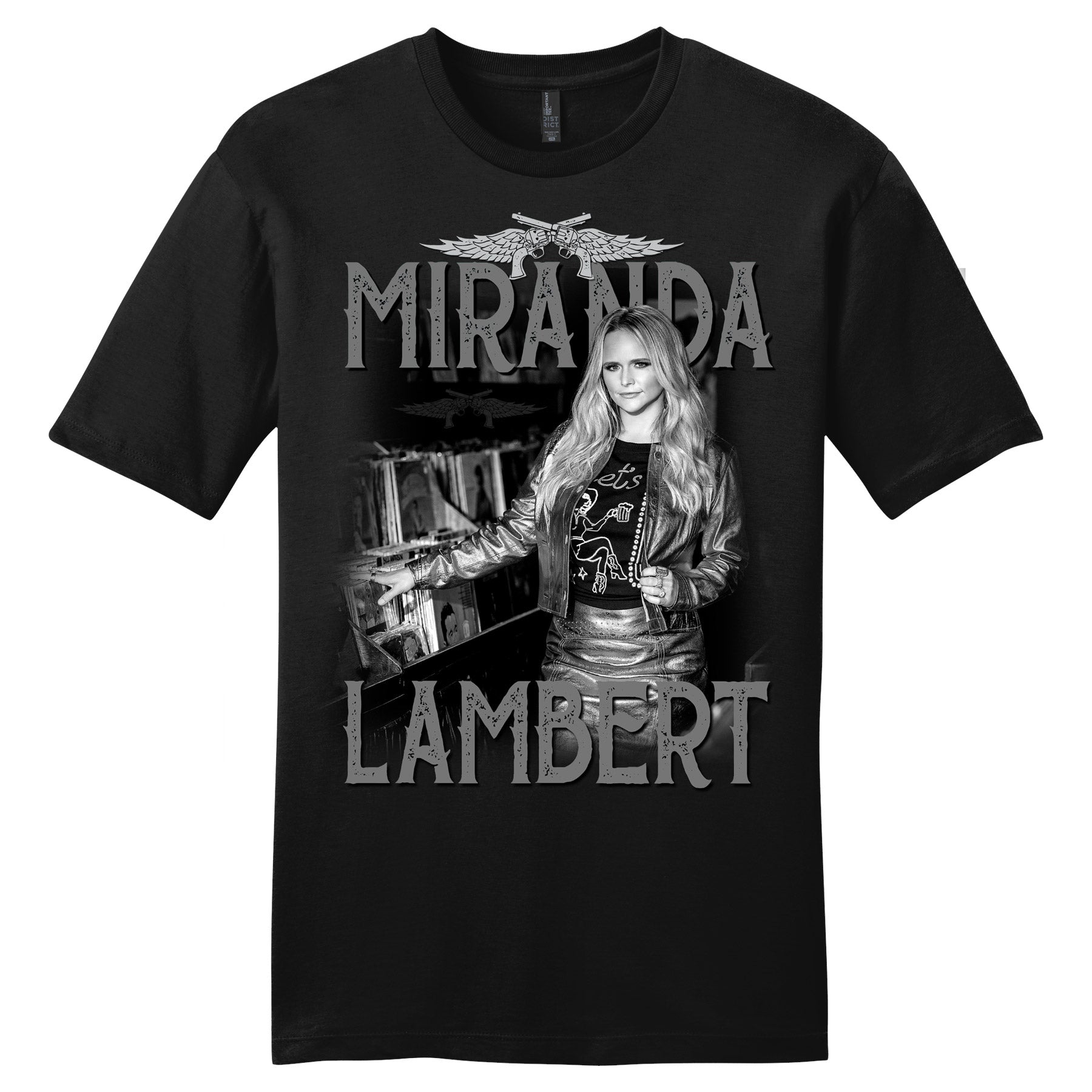 Front features the words "Miranda Lambert" with photo of Miranda and the guns and wings logo.