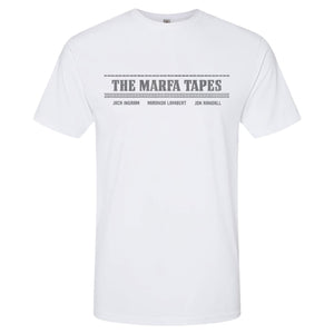 T-shirt front with "The Marfa Tapes. Jack Ingram, Miranda Lambert, Jon Randall."
