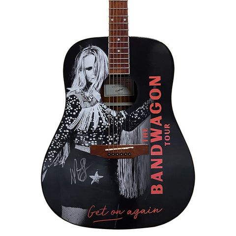 Guitar features image of Miranda with her autograph and the text "The Bandwagon Tour. Get on again."